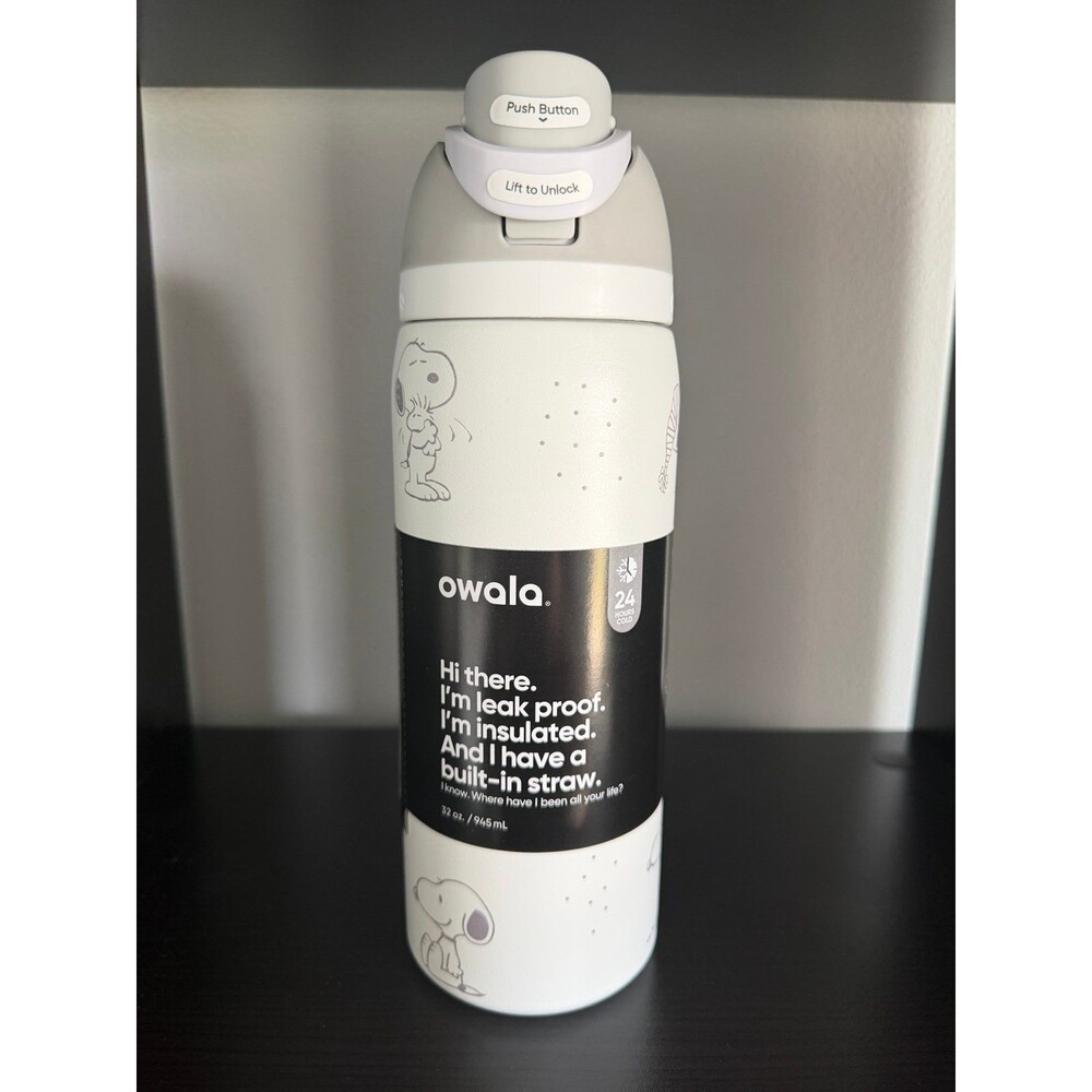 Owala Snoopy Water Bottle Stainless Steel Exclusive Edition White 32 oz